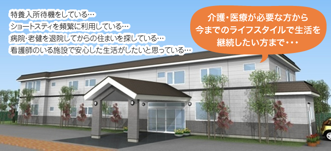 介護・医療が必要な方から今までのライフスタイルで生活を継続したい方まで・・・